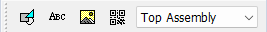 Drawing toolbar: text, note, image, table placement tools and a layer selector dropdown (Top Assembly)